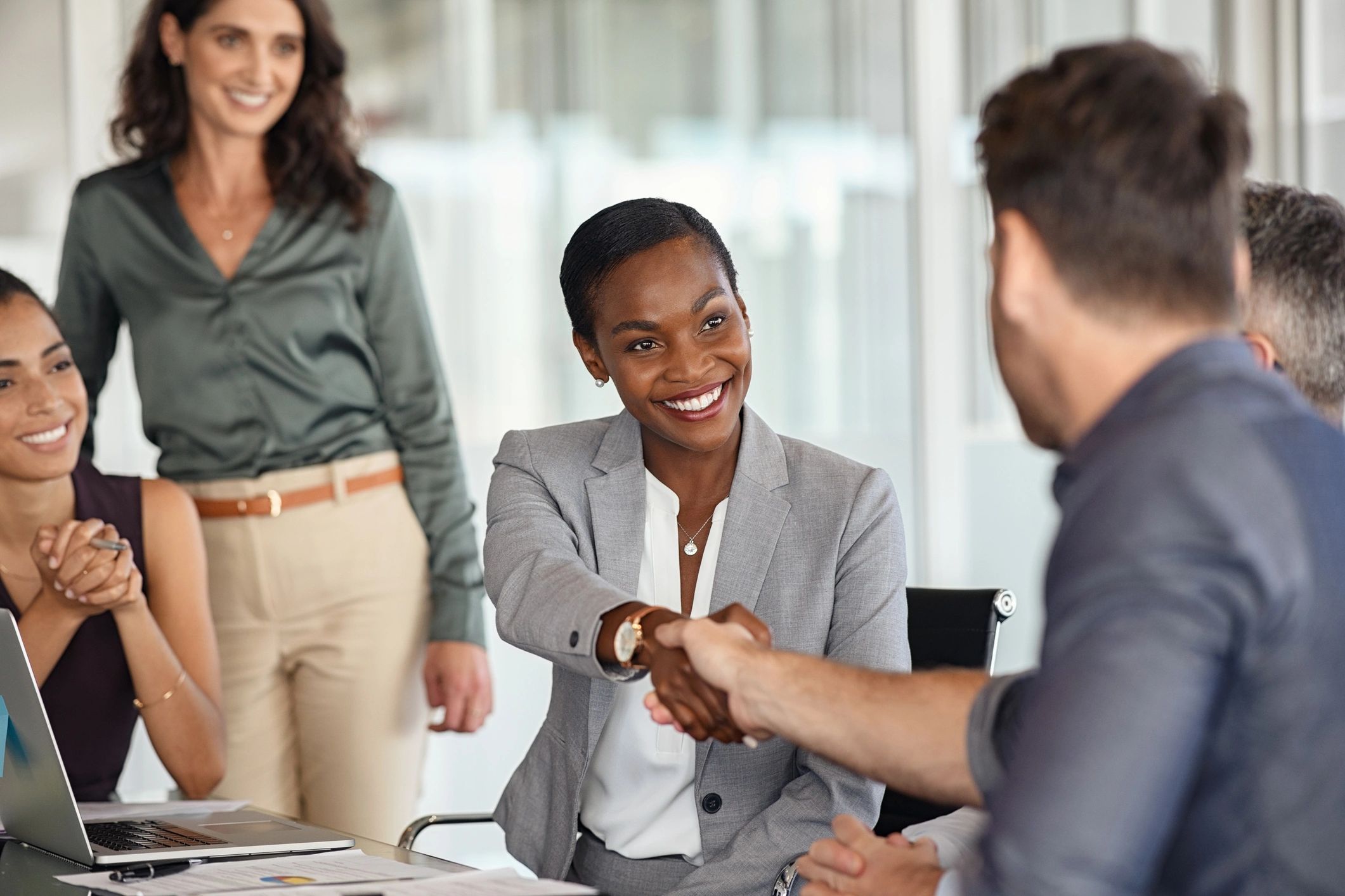 happy business clients